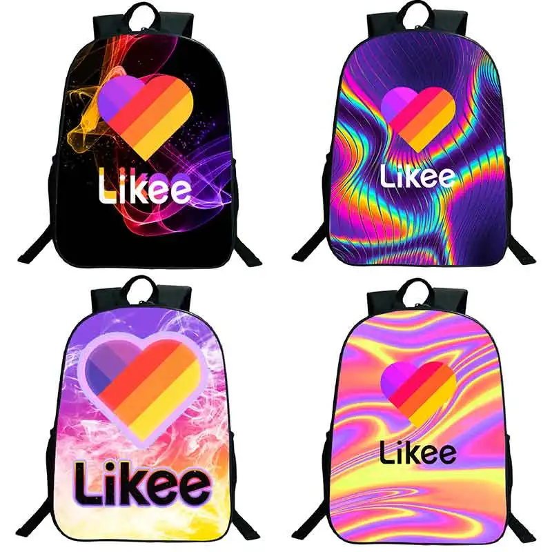 

3D Rainbow Unicorn Printed "LIKEE 1 (Like Video)" Backpack Women Russia Likee Bag Softback Bookbag 16 Inch Zipper School Bags