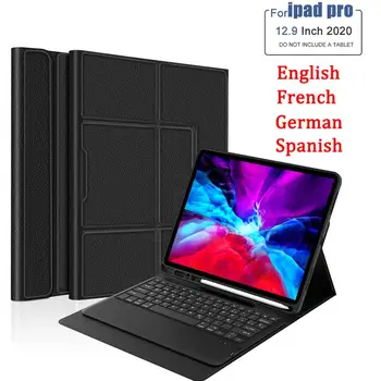 

For iPad Pro 12.9" 2020 Keyboard Case with Pencil Holder Leather Wake Sleep Tablet Smart Case For iPad Pro 2020 12.9 Keyboard