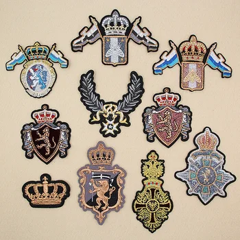 

one set embroidery patch army wings lion crown bee patches for bag hat badges applique patches for clothing VP-123