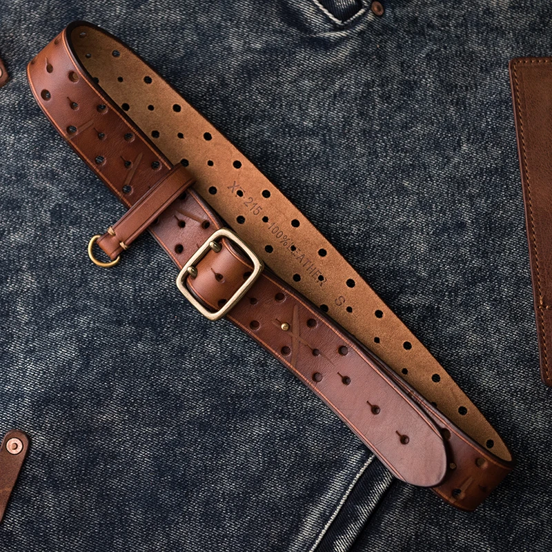 New Belts Men's Double-hole Cowhide Wide Belt Ethnic Style Personality High Quality Fashion Casual Jeans Wild Pin Buckle Belt