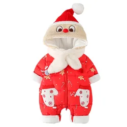 Baby Winter Clothes Plus Fleece One-piece Christmas Clothes Winter Thick Outer Wear