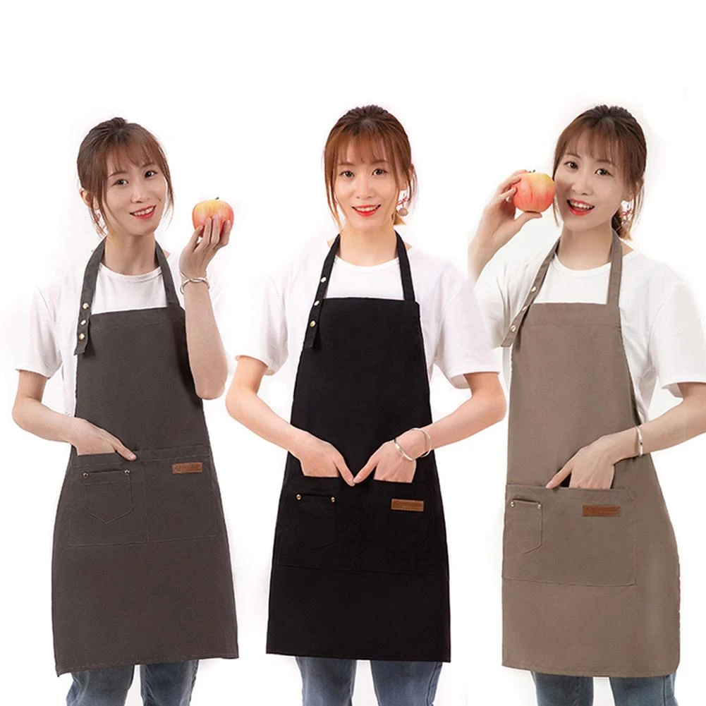 Women Pocket Working Apron Long Sleeve Waterproof Kitchen Chef Garden Cleaning