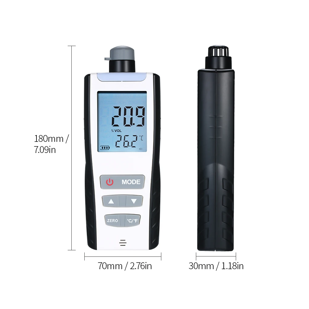 Oxygen Gas Analyzer O2 Gas Detector LCD Portable Oxygen Meter Concentration Detector With Temperature Measurement Function