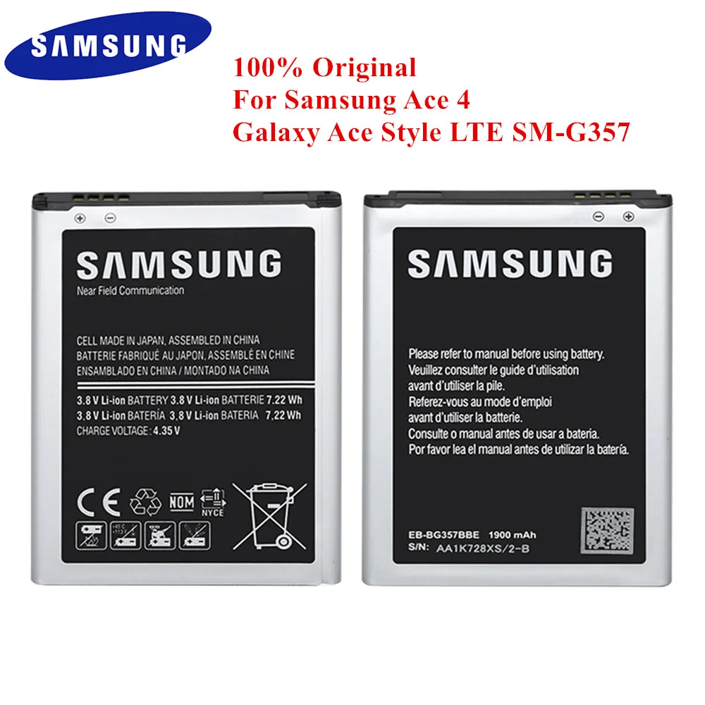 100% оригинальный аккумулятор для Samsung Galaxy Ace4 Ace Style LTE EB-BG357BBE G357FZ 1900 мач