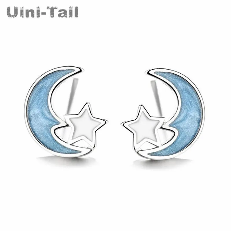 Серьги Uini-Tail из стерлингового серебра 925 пробы с маленькими синими звездами и