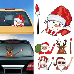 Горячие рождественские наклейки на заднее лобовое стекло автомобиля, ветровое стекло, Санта Клаус, милые наклейки на окна HV99