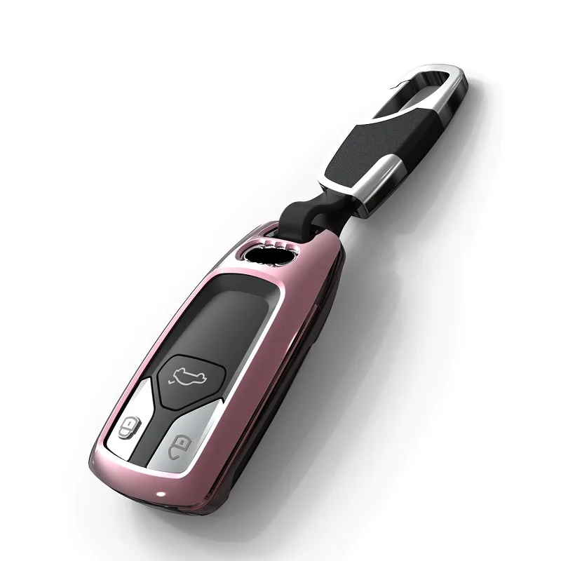 Чехол для ключа автомобиля для Audi A4 Allroad B9 Q5 Q7 TT TTS 4M 8S - Название цвета: Pink set