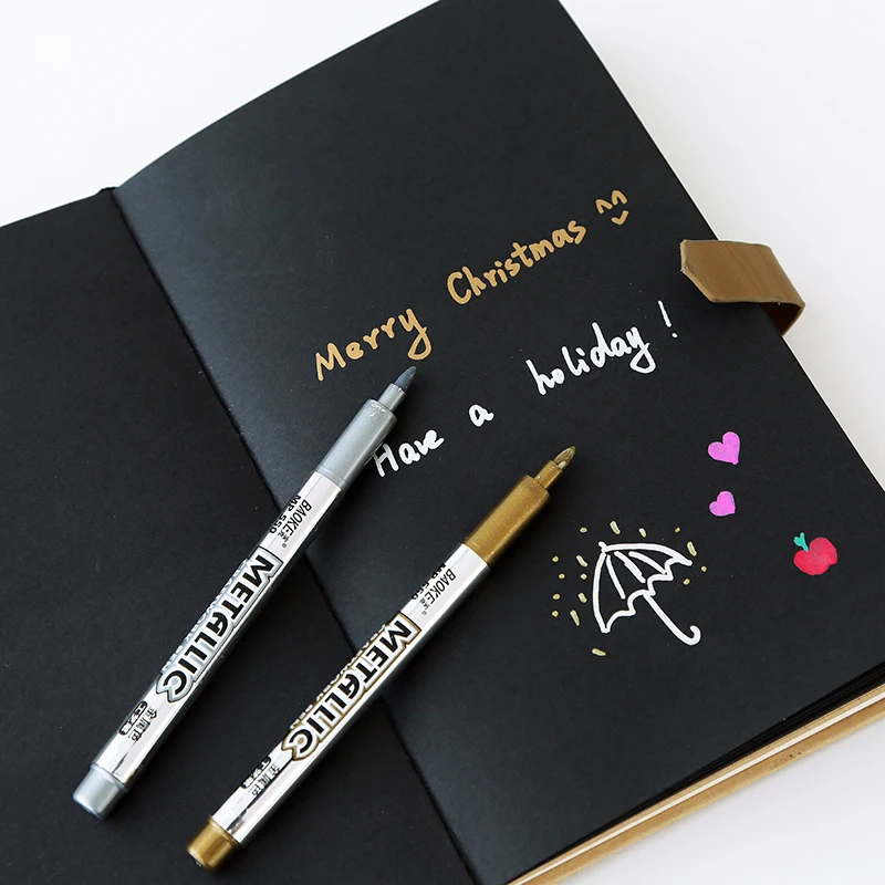

1 Pcs DIY Metal Waterproof Permanent Paint Marker Pens Gold and Silver 1.5mm Student Craftwork Pen Art painting School Supplies