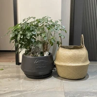 Zerolife-Seaweed Wicker Basket for Dirty Cloth, Laundry Storage Bakset, Hand Woven, FLower Plant Pot, Home Garden Cesta Mimbre 4