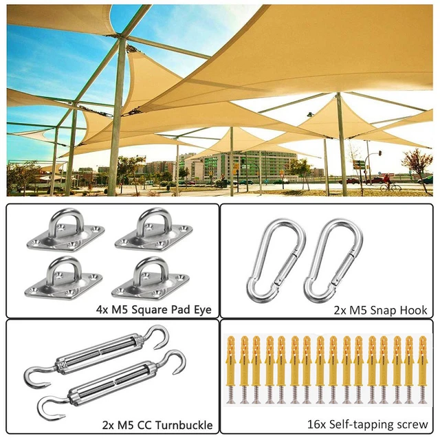 Sun Shade Sail Canopy Accessory 24pcs/set 304 Stainless Steel Outdoor  Awning Hardware Kit Turnbuckle Pad