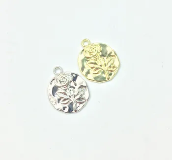 

Eruifa 20pcs 18mm Hot sell Rose Flower Coin Brass Charms Pendant necklace,earring jewelry DIY handmade Gold Lead/Nickle Free