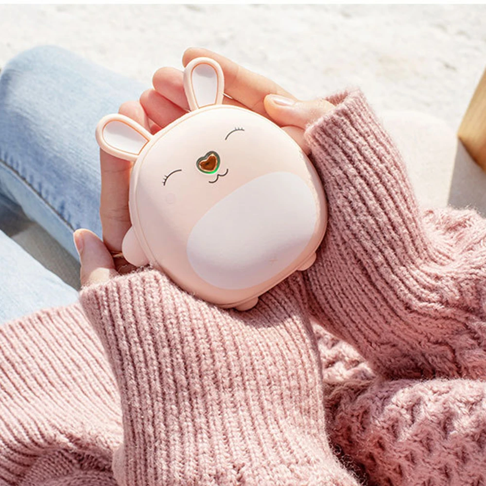 

New Hand Warmer Pocket 6000mAh 2 In 1 Cute USB Rechargeable Portable Power Bank Electric Hand Heater Fast Heating 2 Heat Level