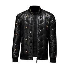 Новая мужская куртка с вышивкой на белом утином пуху, толстая бейсбольная куртка, мужское повседневное пальто