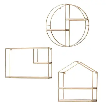 

Nordic Iron Storage Rack Shelf Wall Hanging Geometric Figure Home Wall Decor X4YE