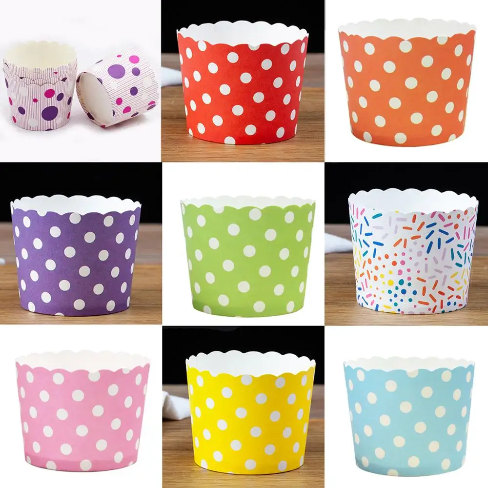 50Pcs Colorful Dots design Cupcake Wrappers Paper Baking Cups Grease Proof Stackable Liners Description | Дом и сад