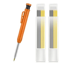 

Carpenter Pencil,1Pcs Solid Work Pencil Set with 12 Refill Leads Built-in Sharpener for Drawing Scribering Woodworkin