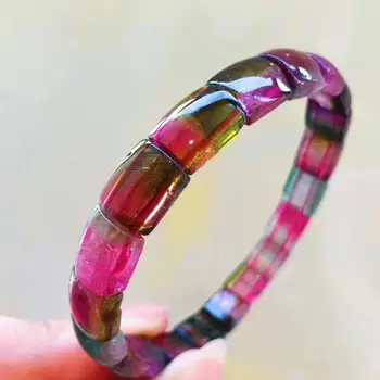 

Certificate Natural Watermelon Tourmaline Quartz Colorful Beads Bracelet Bangle Women 10x8x4.3mm Crystal Tourmaline AAAAAA