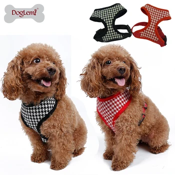 

Hound Tooth Mesh Dog Harness Vest Check Design With Air Mesh Inside Woolen & Polyesterpet Dog Harness