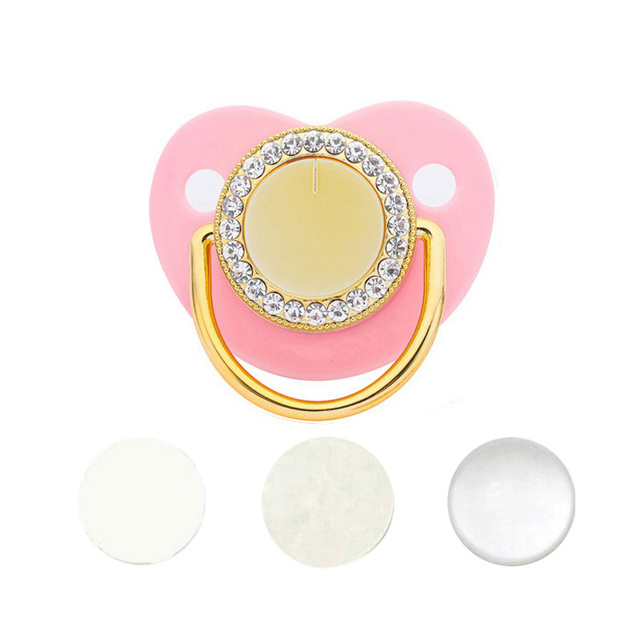 Blank Baby Pacifier Rhinestone Silicone Infant Nipple Teether Baby Shower Gifts BPA Free Baby Soother Dummy For 0-24M