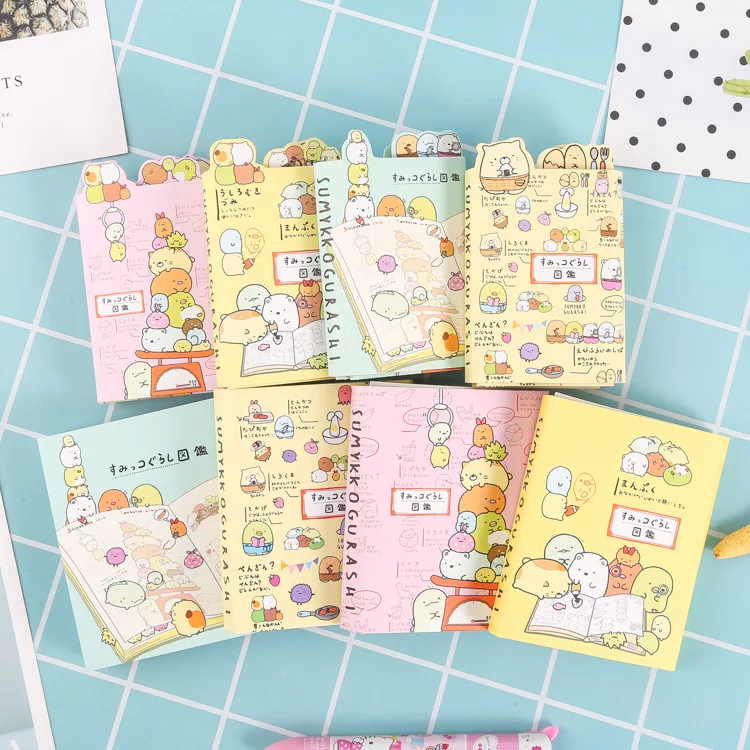 

43% Japanese corner creature cartoon cute message note book Foldable tearable diary book randomly prepare 5.7*8.3cm 45g WJ01