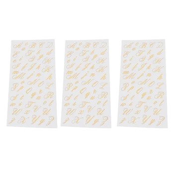 

3 Sheet Letters Stickers Gold Self Adhesive Alphabet Card Making Craft Decor