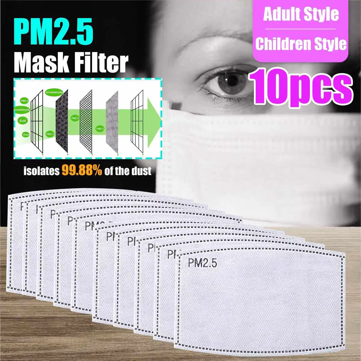 

10pcs/Lot PM2.5 Filter paper Anti Haze mouth Mask anti dust mask Filter paper Health Care 99.88% activated carbon filter