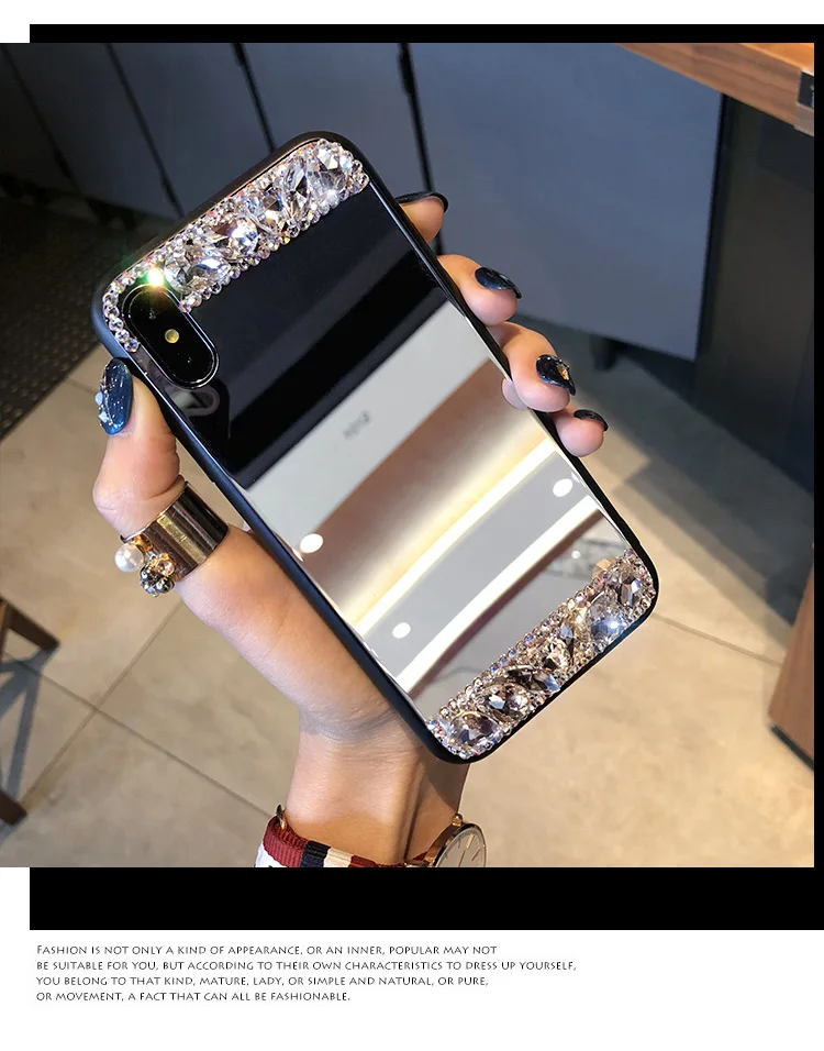 Diamond Mirror Makeup Phone Case iPhone 16 Pro Max 15 14 13 12 11 Pro Max XR XS Plus Cover