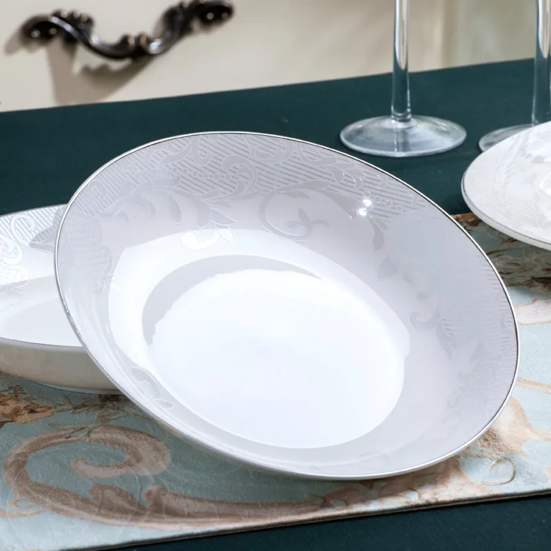 Jingdezhen Ceramic Dinnerware Set European style Kitchen Tableware Ceramic Plates and Dishes Bowls 60pcs combination