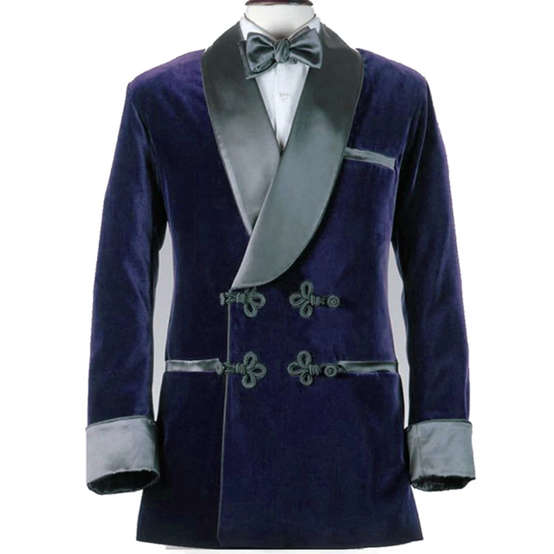 Портной бархатный мужской костюм курительная Куртка приталенный смокинг жениха на заказ Выпускные свадебные Костюмы Блейзер Terno Masuclino - Цвет: royal blue