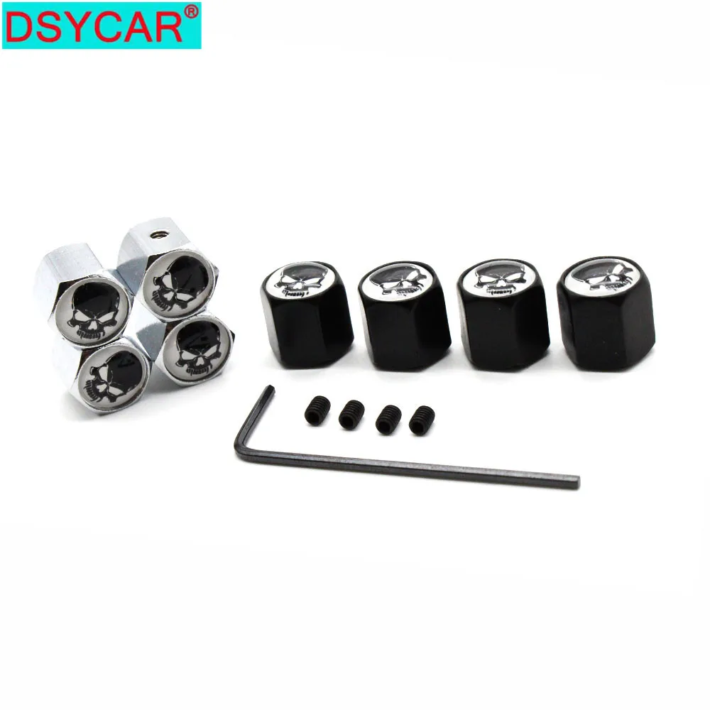 

DSYCAR 1Set Car Styling Zinc Alloy Anti-theft Skull Style Car Tire Valve Caps Wheel Tires Tire Stem Air Cap Airtight Covers
