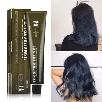 

100ml Dye Hair Cream Professional Permanent Hair Color Cream Blue Black Flax Green Hair Beauty Styling Cream