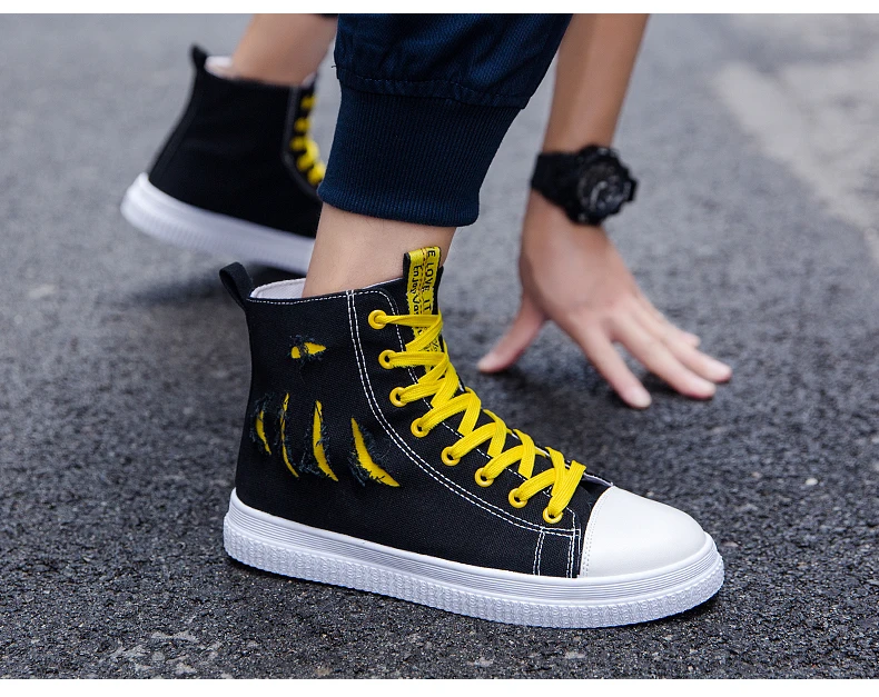 Low/High Top Sneakers Men Canvas Shoes Fashion Hip Hop Style Mens Casual Shoes Hot Sale Trainers Men Sport Shoes Canvas Sneakers