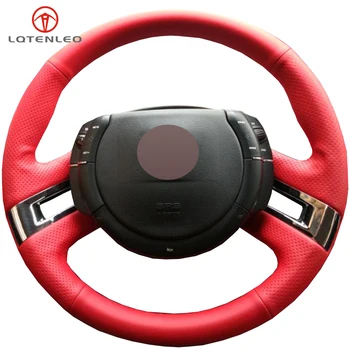 

LQTENLEO Red Genuine Leather DIY Hand-stitched Car Steering Wheel Cover For Citroen C4 Picasso C-Quatre 2007-2016
