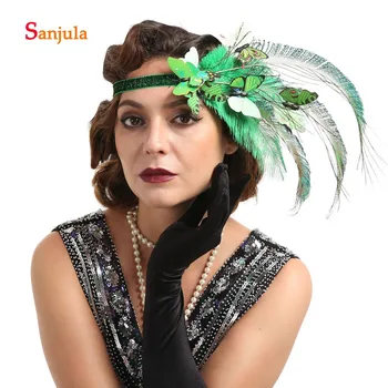 

Feathers with Butterfly Charming Headband for Bridal Wedding Hair Accessories Colorful Headpiece chapeau mariage BQ003