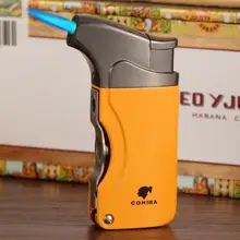 COHIBA карманная зажигалка, металлический ветрозащитный фонарь, струйный огонь, сигарета, сигара, газовая зажигалка, зажигалка/W, сигары, пробойник и подарочная коробка