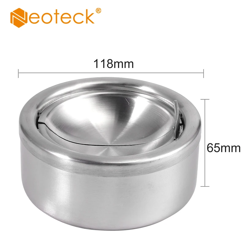 Neoteck 2 шт. Нержавеющая сталь ветрозащитный круглый бездымный пепельница Вращение с крышкой Opulent 11,8 см x 11,8 см x 5,5 см