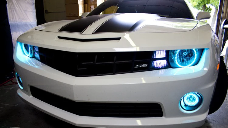 Wifi беспроводной RGB многоцветный светодиодный Angel Eye Halo кольца дневной свет DRL для Chevrolet Chevy Camaro 2010 2011 2012 2013