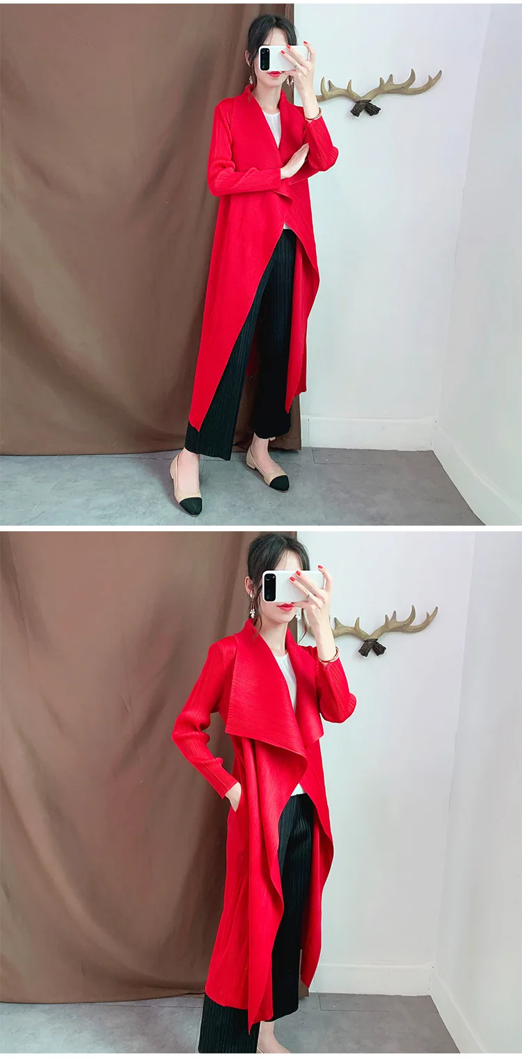 Miyake плиссированные Осенние новые модные темпераментные длинные плиссированные ветровки Женское пальто свободные большие размеры пальто