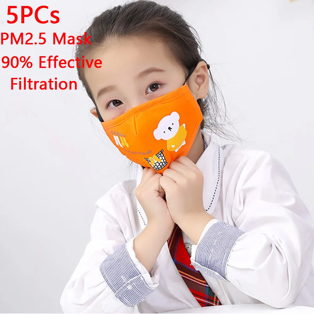

5PCs Children Cotton Mouth Mask Anti PM2.5 Haze Dust Washable Reusable Double Layer Dustproof Mouth-muffle Winter Warm Mask