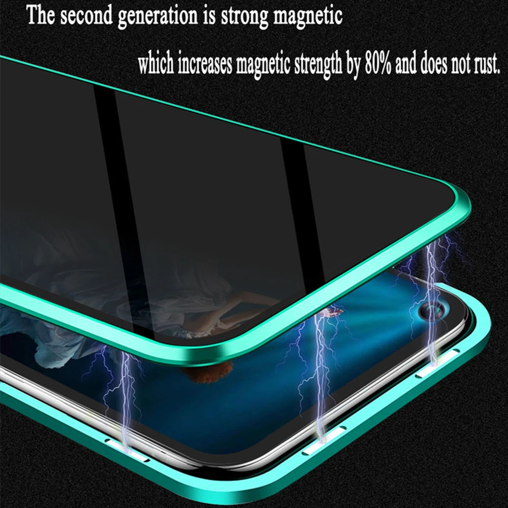 Магнитное закаленное стекло конфиденциальности металлический чехол для телефона huawei P30 P30Pro honor 20 Pro NOVA4 360 магнит антишпионский защитный чехол