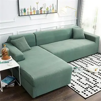 

Knitted Solid Color Sofa Cover Single Multi-Person Knitted Elastic Sofa Cover For Living Room