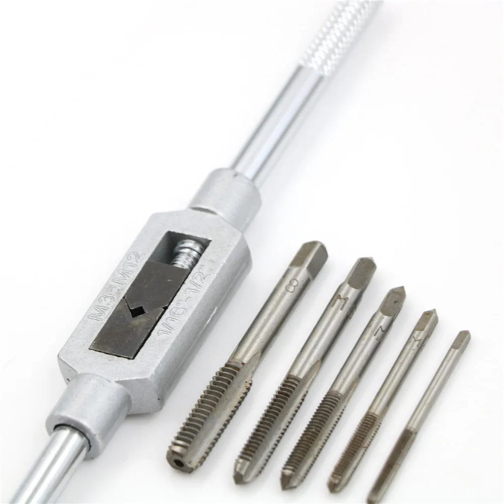 6PCS/Set Mini Tap Set Metal Hand Tap Tool Thread Wire Tapping M3-M8 With Adjustable Tap Wrench Tools