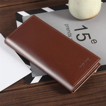 

2020 New PU Long Men's Wallet Thin Lychee Pattern PU Leather Coin Pouch Money Clip Multi-card Position Card Package