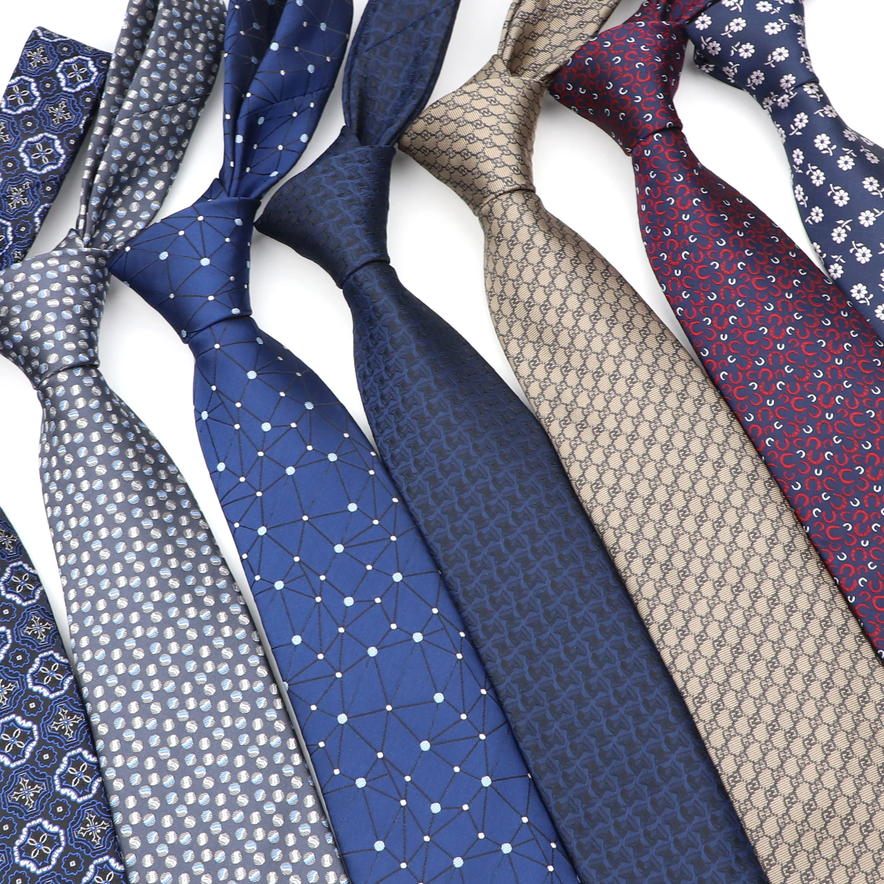8CM 100% Silk Men's ties  JACQUARD WOVEN Classic Stripes Plaids Silk Necktie 