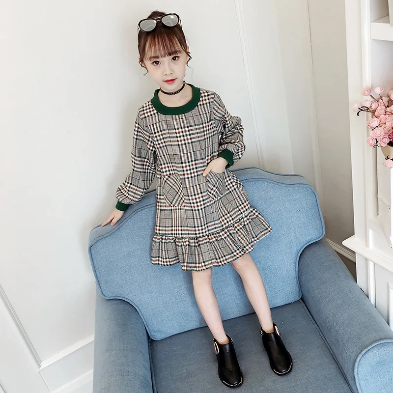 

girls long sleeve dress autumn fall 2019 fashion teenager clothing age 8 10 12