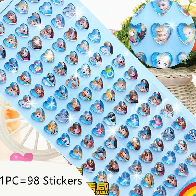 Disney Princess Frozen Sofia Mermaid Gemstone Stickers For Kids Cartoon 3D  Stickers Girls Cute Anime Sticker