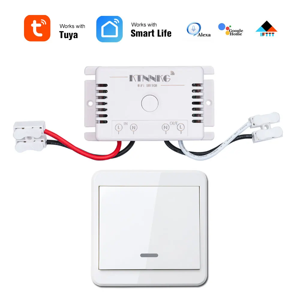 

220V 1Gang TUYA APP Wifi Light Switch Wireless Remote Domotica Smart Home Lamps Control Relay Module for Alexa Drop Shipping