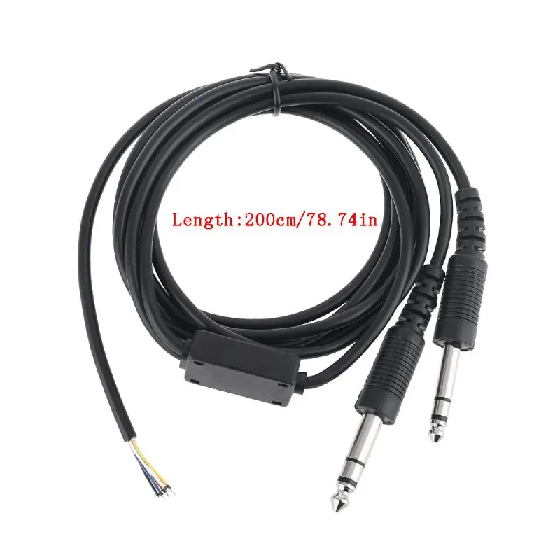 200cm DIY Aviation Headset Dual plug Aircraft Headphones Replacement Cable Durable Mono Audio Cable Line Cord