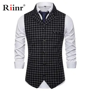 

2019 New Arrival Men Vest Spring Autumn Fashion Black Navy Slim Fit Suit Vest Brand Prom Wedding Waistcoat For Men Men Clothes