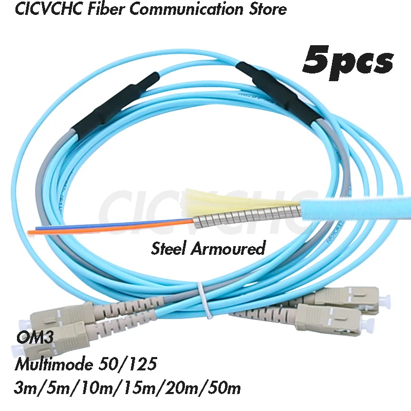 5pcs Steel armoured zipcord patchcords Duplex SC/UPC-SC/UPC- MM OM3 (50/125)-3.0mm Cable - 3m to 50m/ Optical fiber Jumper customized and customized double beam steel and wood stairs for self built houses duplex buildings villas and overall in